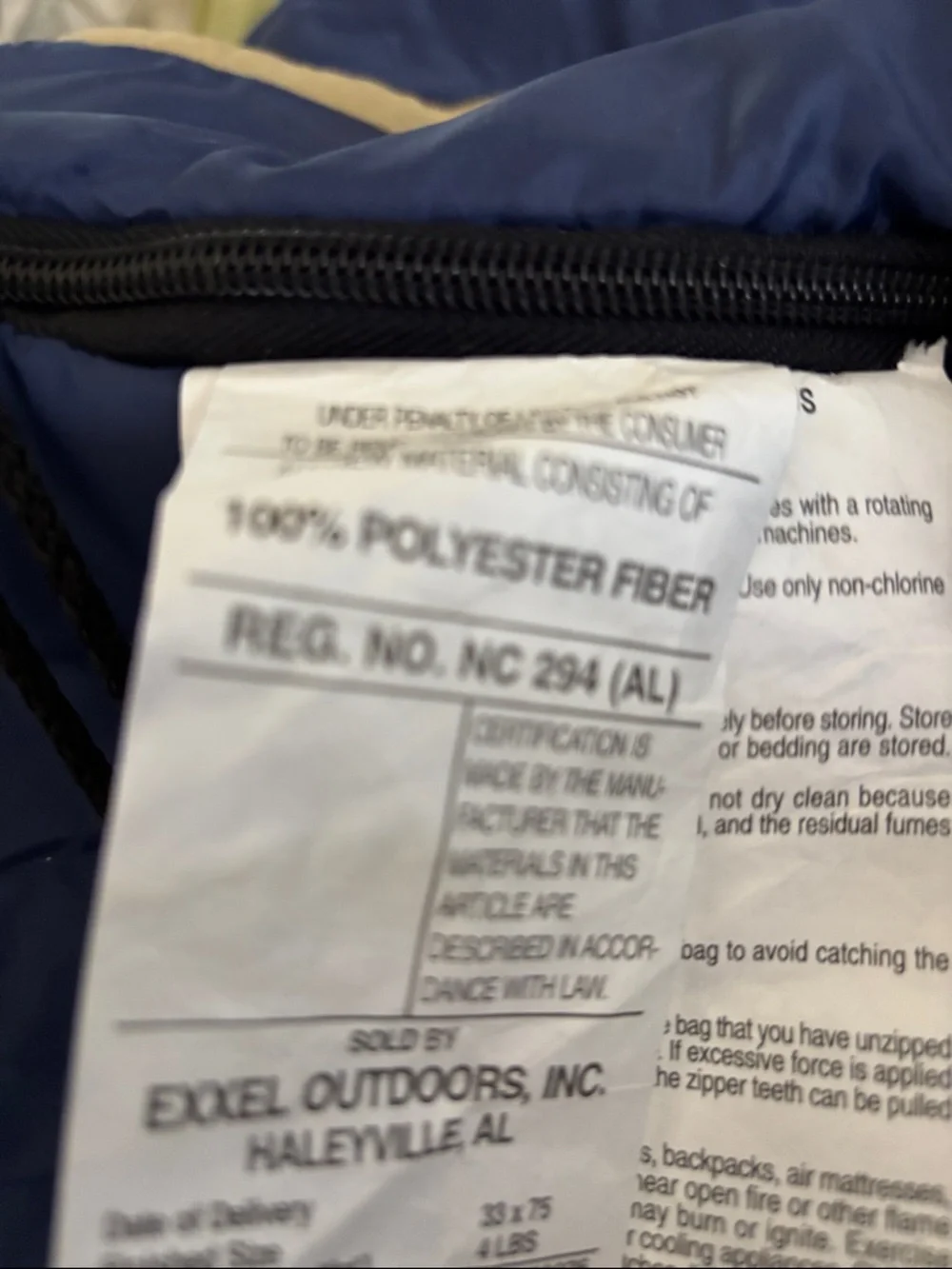 ExxelOutdoors sleeping bag